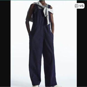 COS Navy Wide-Leg Cotton Jumpsuit